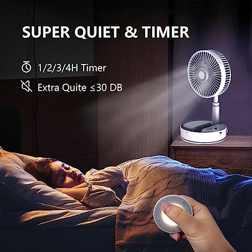 Mqforu Oscillating Standing Fan 8 Inch, 35Hrs Telescopic Desk Fan With Magnetic Remote, 7200Mah Rechageable Power Bank, 4H Timing, Adjustable Height Pedestal Fan For Bedroom, Office, Camping #TOP4