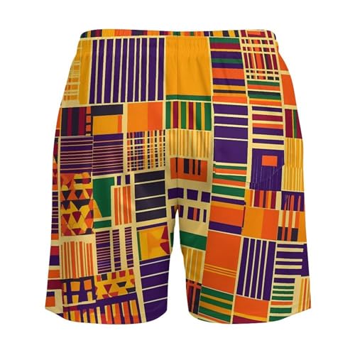 Kente Cloth Pattern Beach Shorts for Men Swim Trunks Quick Dry Swim Shorts with Compression Liner Pocket4