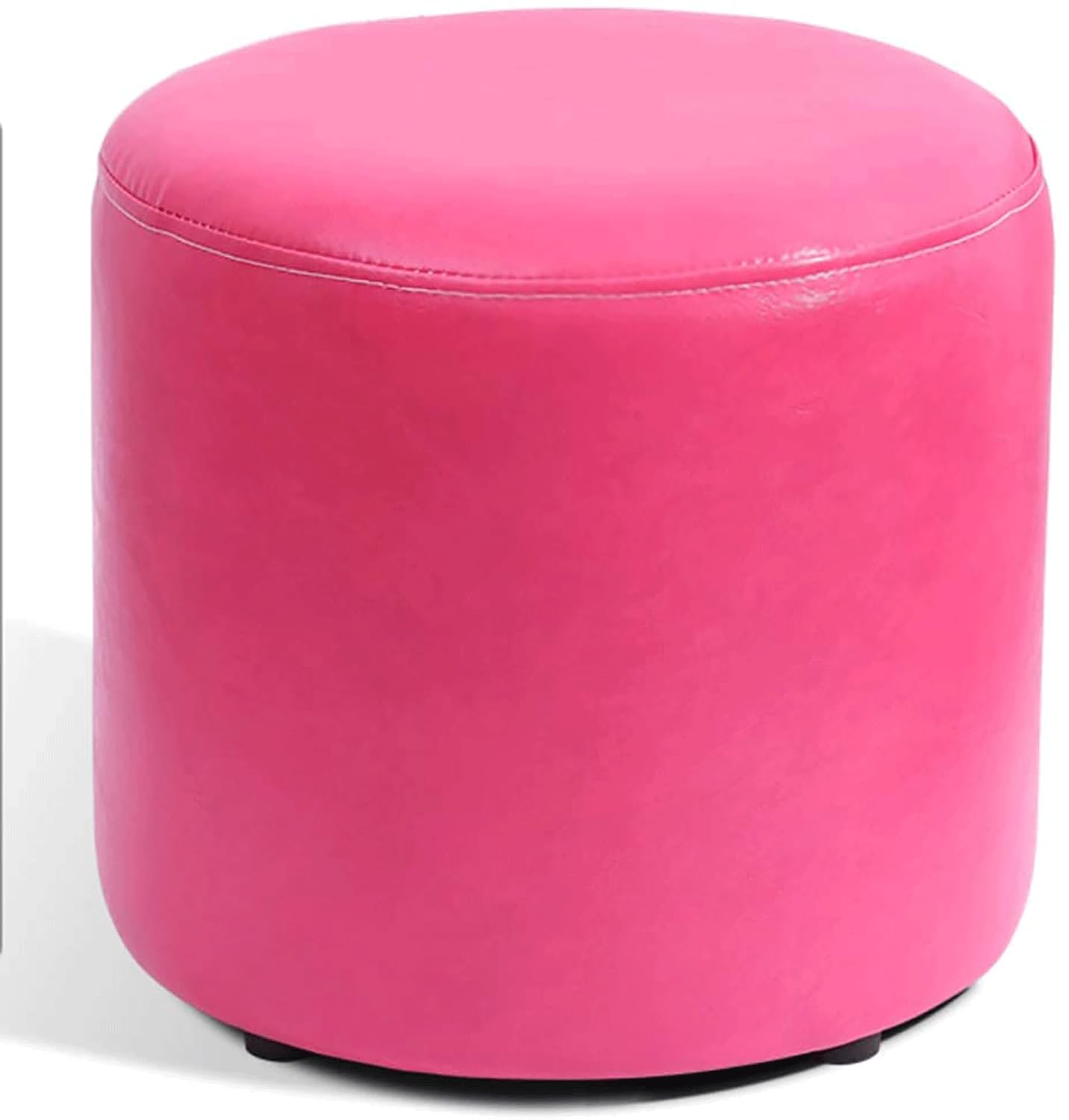Tabouret ottoman en cuir et bois massif petit banc de salon carré rose