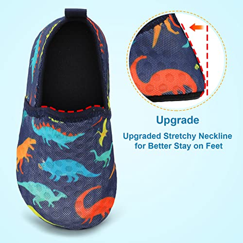 Lefflow Toddler Slippers Boy Girl House Shoes Toddler Non Slip Water Beach Swimming Aqua Shoes Socks Kids Quick Dry Pool Shoes Dinosaur Blue Size 9-9.5 #TOP2