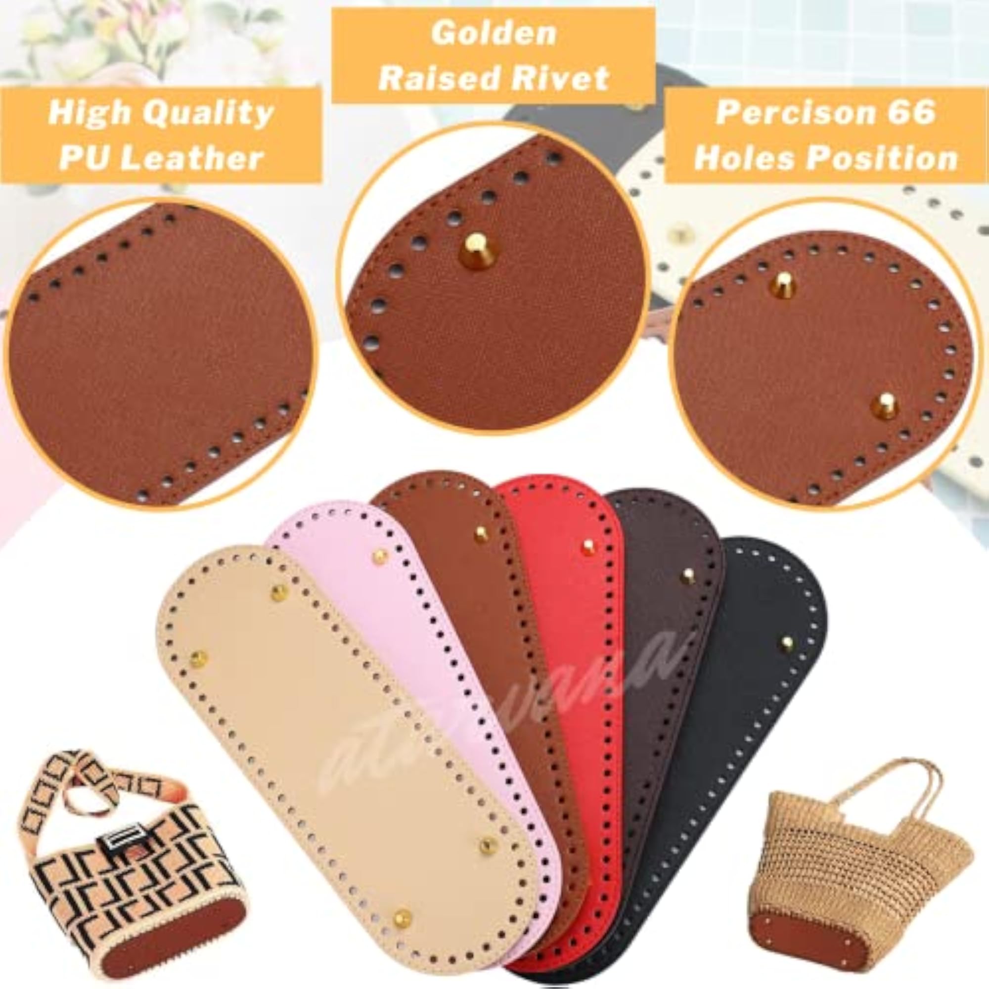 6 Pcs PU Leather Bag Bottom Shaper Pads for DIY Bags
