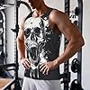 Horror Ghost Skull Print Sleeveless Workout Tank Top,for Running,Beach Outdoor Sports (S to 4XL) Black #2