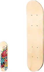 BESPORTBLE Deck de skate em branco: skate de grafite de madeira em branco DIY para pintura e grafite 43 x 12 cm para entusiastas de skate bege