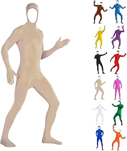 Costume d'Halloween pour homme et femme Deuxième peau Open Face Combinaison intégrale pour adulte Catsuit Slenderman Costume d'écran vert Cosplay Une pièce pour Halloween, carnaval, fête