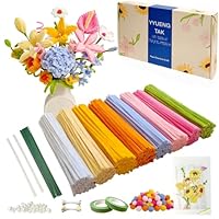 YYUENG TAK 500 Stück Dopamin-Farben Pfeifenreiniger Blumen set,Geschenkbox enth Anweisungen,25 Blumendraht,100 Staubblatt,Perle,pompons,2 Klebeband,pfeifenputzer zum basteln Blumen Basteln & Diy