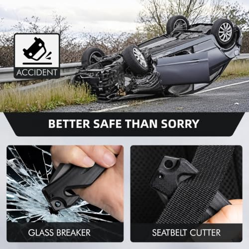 Image of NedFoss FA49 Black Tactical Pocket Knife, 4-in-1, 3.4 inch 8Cr14Mov Steel | Upgraded, Preciser, Lightweight Aluminum Bolster G10, Glass Breaker Seatbelt Cutter, Bottle Opener, for Camping Survival Work