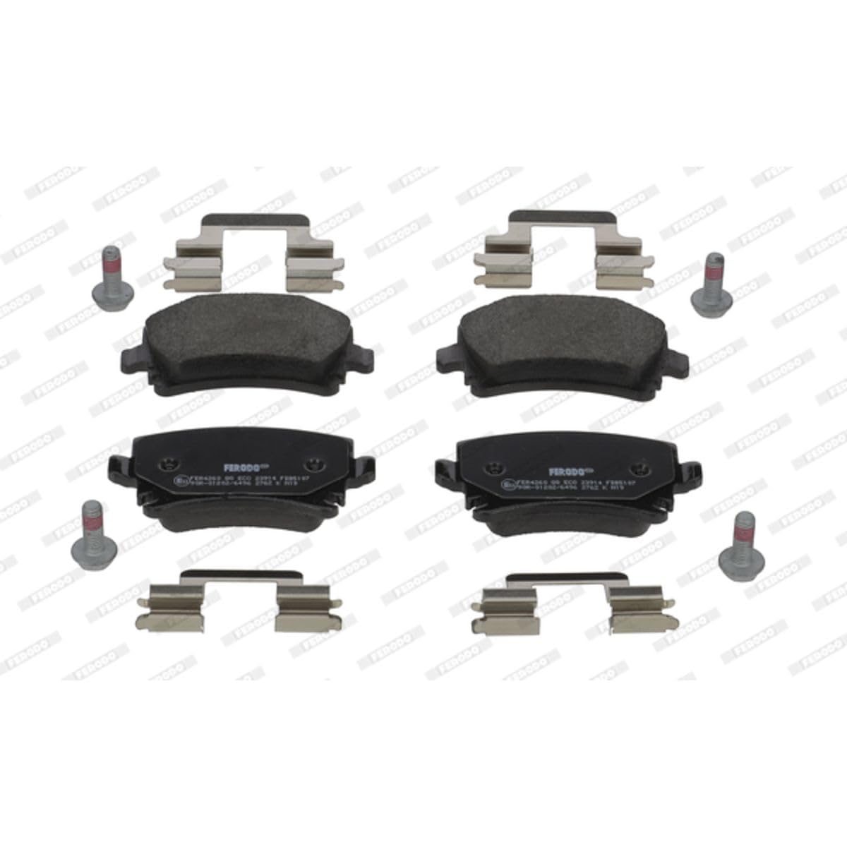 FERODO Kit pastiglie freni non predisposto per visualizzazione avviso usura con accessori FDB5107 Compatibilità con VW Golf VII Hatchback 5G1, BQ1, BE1, BE2 GOLF VI 5K1 Golf V Hatchback 1K1 TIGUAN AD1
