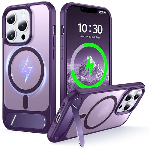 Coque iPhone 13 Pro MagSafe violette avec support et charge sans fil intégrés