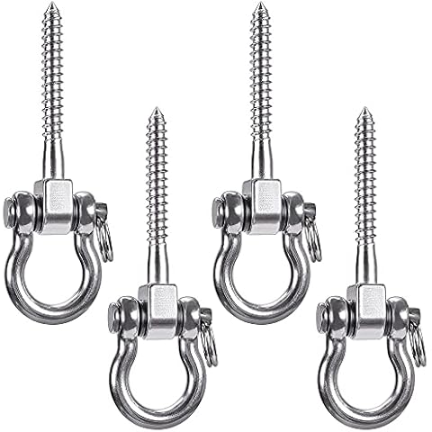 SELEWARE Heavy Duty Swing Hook Swing Hangers, Stainless Steel Eye Bolt Screw Bracket, 800KG Capacity Playground Yoga Hammock Swing Sets Hardware (4 Pack) Cover