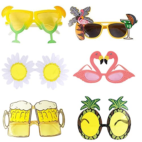 Zebbyee 6 Paar Hawaiian Tropical Party Brille Set, Neuheit Party Sonnenbrille, Lustige Brillen für Foto-Requisiten, Beach Party Kostüm Dekoration, für Sommer Kostüm Party Cover