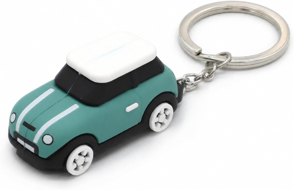3D OM Keyring with MINI Silicone Model, Stylish Cute Adorable, Silver Chain, Event Colors-Lemon, Brown, Cyan (Cyan)