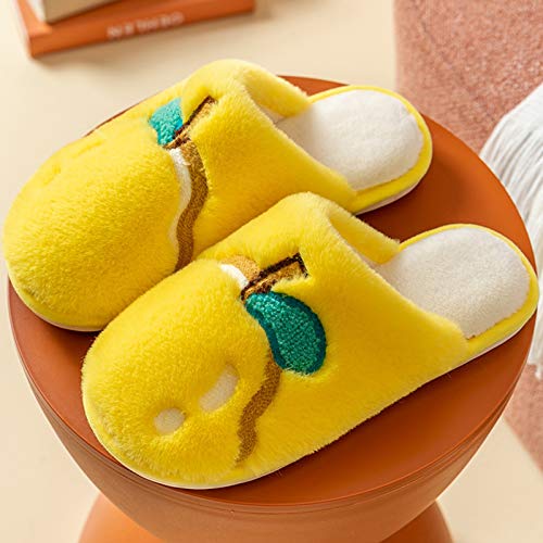Memory Foam Slippers Slip on House Indoor Outdoor Bedroom Slippers Non-Slip Hard Sole Warm Soft Flannel Lining Home Warm Couple Men and Women Cotton Slippers,Yellow,36~37