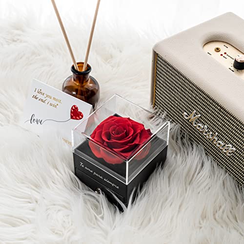 Sunia San Valentin Regalos Mujer,Rosa Eterna con Collar y Pendientes de Corazón Plata de Ley 925,Rosa Eterna Natural Preservada Regalos para Mujer Mama Abuela,Regalo Cumpleaños Navidad Dia de la Madre - imagen 8