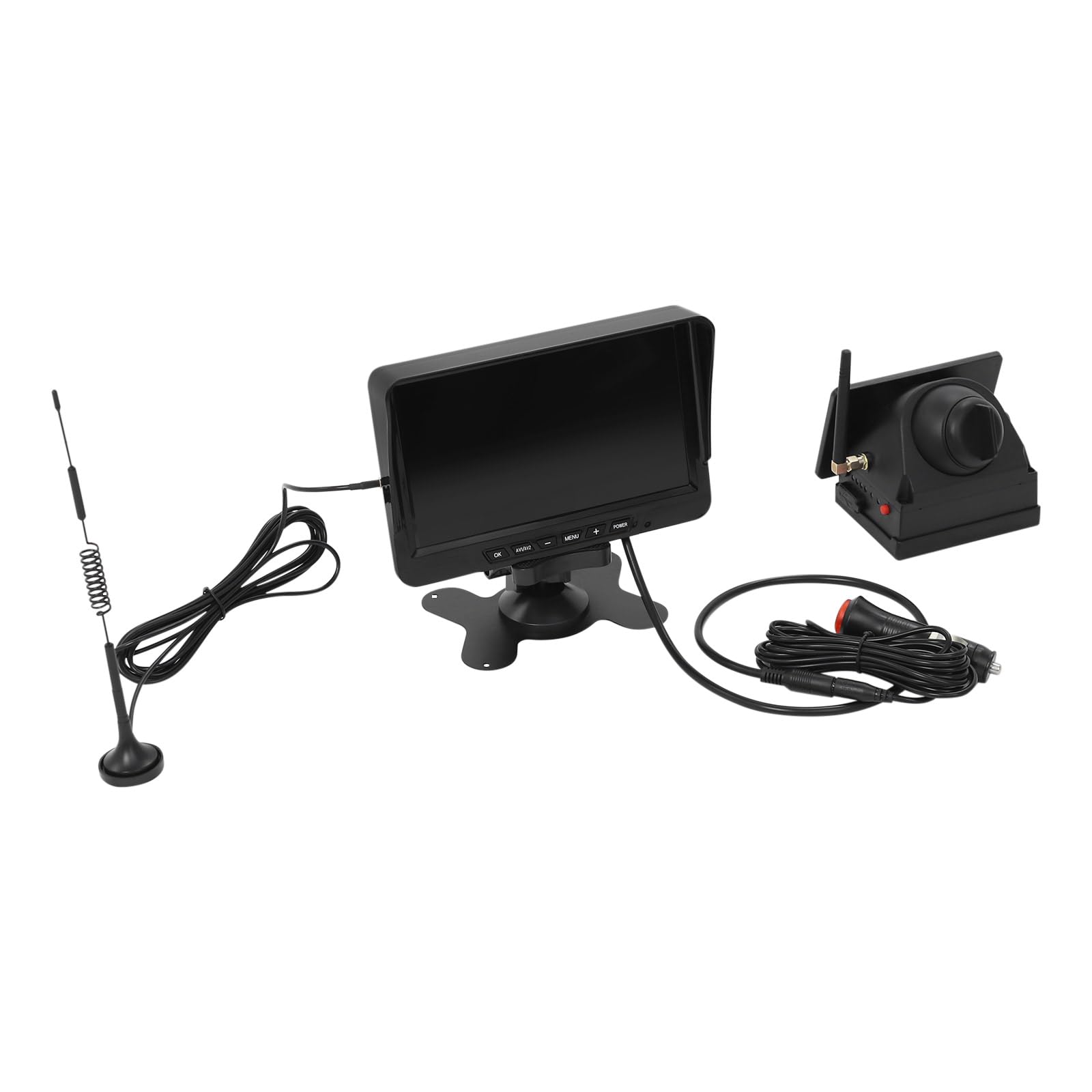 Telecamera posteriore a energia solare, 2 megapixel, regolabile a 360° | Tasso di trasmissione: C10, 9600 mAh, telecamere di retromarcia con display HD da 7" per camion, roulotte, camion, camper