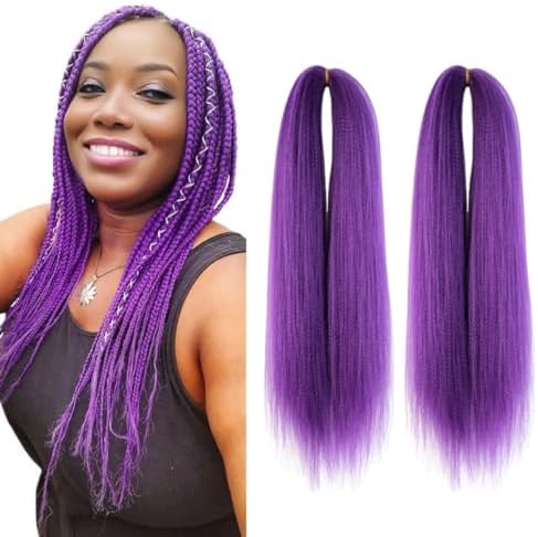 Purple Pink Braiding Hair Pre Stretched 2 Packs Box Braids Hair Extensions 26 - View #10