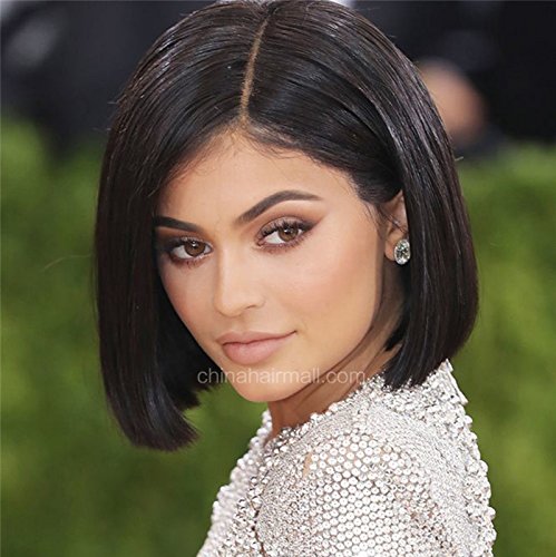 Eseewigs Echthaar-Perücke, kurzer Bob, mit Mono Net 100% brasilianische Virgin Remy Echthaar-Perücke, Kurz Vollständig, für Frauen, 25 cm