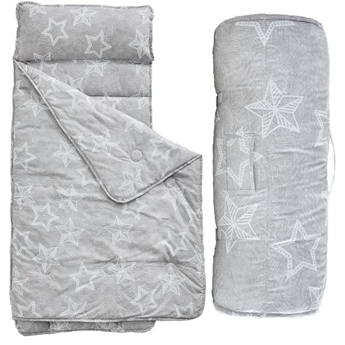 Image of Toddler Nap Mat with Removable Pillow,Ultra Soft Slumber Bags for Girls,Kids Sleeping Bags with Roll Up Design, Perfect for Preschool,Daycare,Kindergarten