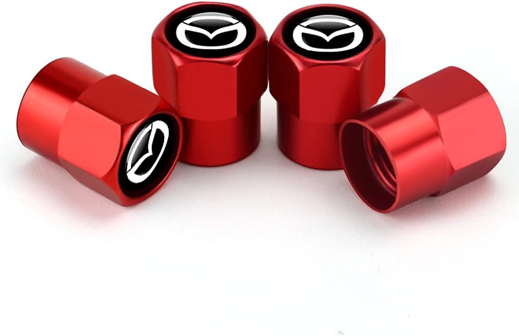 Hisport Hex 016 Red 4pcs Universal Car Tire Valve Stem Caps Air Cover Fit Mazda Accessories