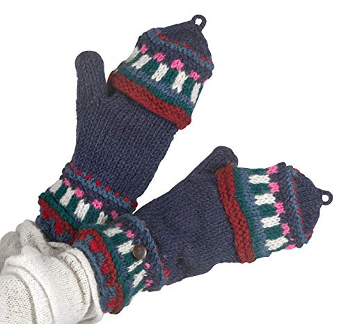 Gloves Winter Women Warm, Wool Mittens for Women, Womens Mittens Winter, Convertible mittens, Gloves Woman Wool Lined, Cable Knit Womens Mittens Snow Fleece (Royal Blue)