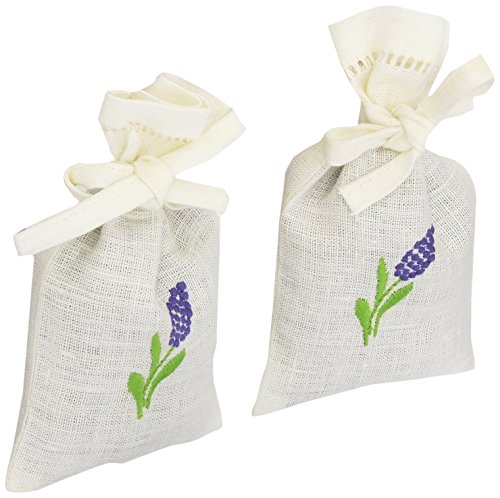 LinenMe Lot de 2 Sacs en Lin de Lavande - 10,2 x 17,8 cm - Blanc cassé Cover
