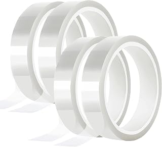 Gekestory 4 Rolls 0.8 Inch x 108 Ft Heat Tape for Sublimation, High Temperature Tape Heat Resistant Tape, Heat Press Tape, Up to 250℃(480℉) Heat Transfer Tape Heat Vinyl Press Tape (Transparent-4pcs)