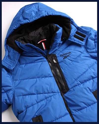 Image of Reebok Mens Winter Jacket - Thick Heavyweight Ski Winter Coat - Warm Insulated Quilted Hooded Puffer Coat for Men