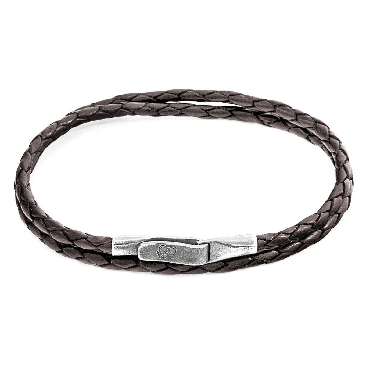 ANCHOR & CREW Pulsera Liverpool De Plata Y Cuero Trenzado Marrón Oscuro - Hombre - 19cm