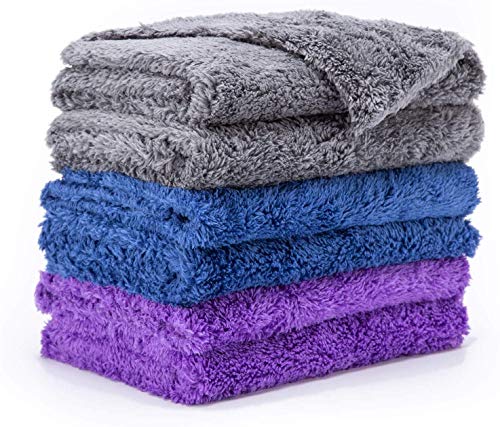 SunshineLife 洗車タオル マイクロファイバー 吸水 厚手 極厚 車 タオル 洗車 車内 ふき取り 速乾 家事用 掃除 兼用する 40cm* 40cm (6枚入)