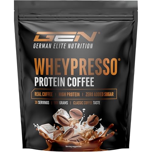 Wheypresso Protein Coffee - Eiweiß-Pulver mit Whey-Konzentrat & Isolat - Mit echtem Kaffee & Koffein – Cremiger High Protein Drink - (908 g, Classic Coffee Flavour)
