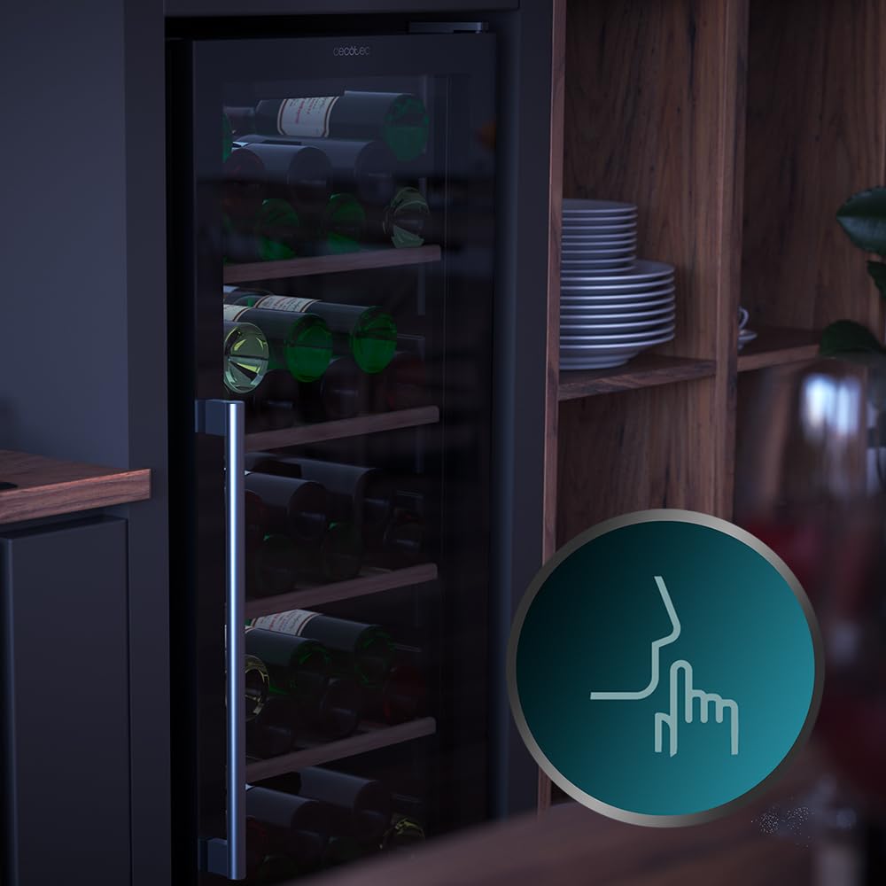 Cecotec Cantinetta 98 Bottiglie Bolero Grand Sommelier 98000 Black: Cantinetta Da 128,5 cm Con Sistema Di Raffreddamento Silenzioso A 41Db E Pannello Di Controllo Tattile