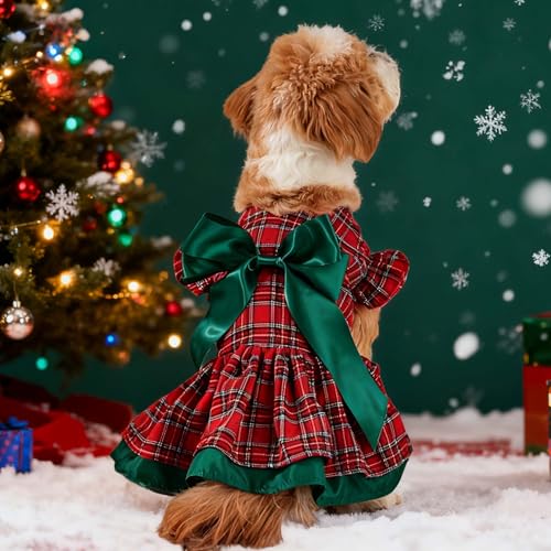 Vestido de Navidad para perro con moño grande, talla S miniatura 2