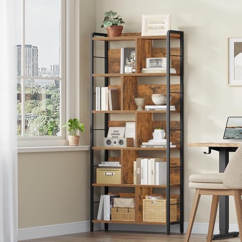 HEXCELEN Bibliothèque avec 6 Niveaux, Bibliotheque Industrielle, Étagère de Rangement, Étagère...