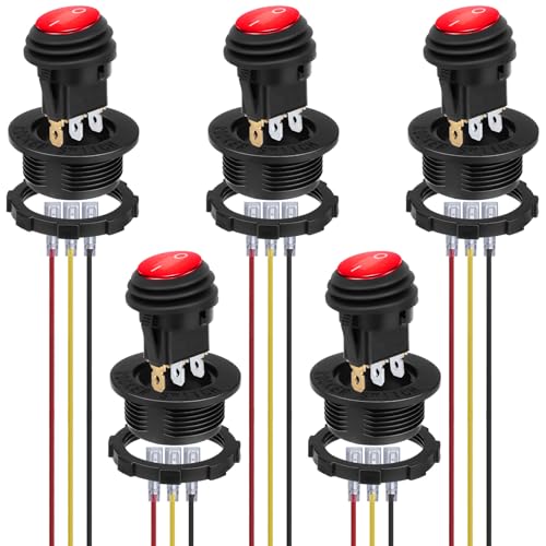 Round Rocker Switch, 12V Toggle Switch, Waterproof Lighted LED On/Off Switch for Car, Marine Toggle Switch, Automotive Power Switch, SPST 3 Pin