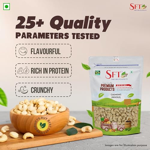 Image of SFT Pure Cashews Whole /Kaju, 200g, Nutritious & Delicious, Premium Kaju nuts, Rich in Protein, Magnesium & Phosphorus, Deluxe Size & Crunchy Nuts