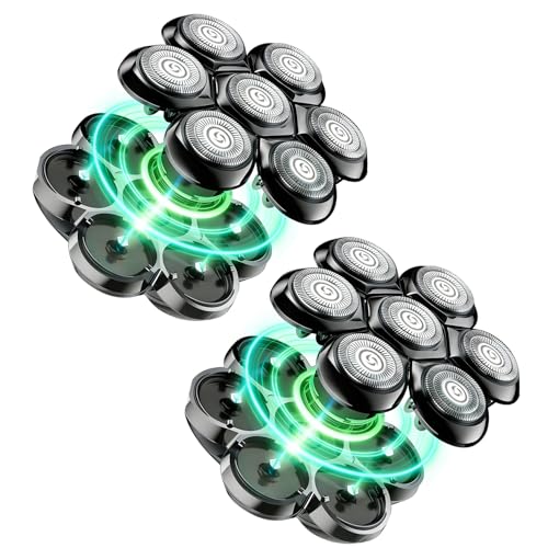 2 Packs Magnetic 7 Head Replacement Razor Heads, Compatible for Fre*bird, SHP*VVER, W*kl-aus, ki*kiz Electric Shavers and Most type, Upgrade Replacement Blades for Head & Face Shaving, Black