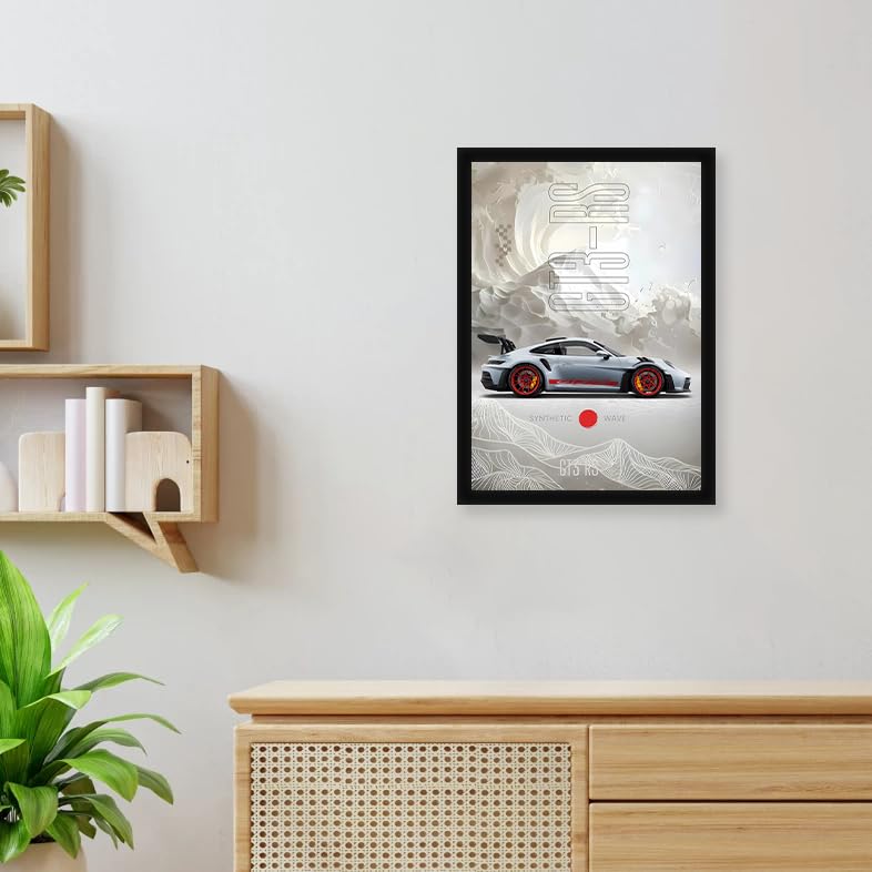 Image of CodersParadise GT3 RS Performance Art Poster Frame | Premium A4 Framed Wall Decor for Bedroom, Office & Gaming Setup | Modern Supercar Aesthetic Print for Automotive Enthusiasts