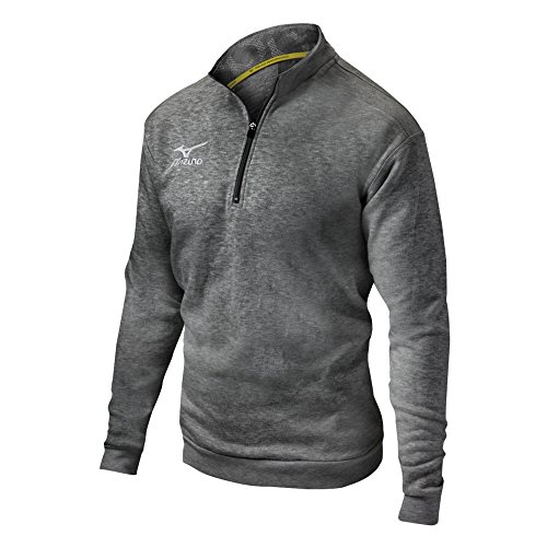 Mizuno 1/2 Zip Fleece Pullover, Heathered Charcoal, Medium