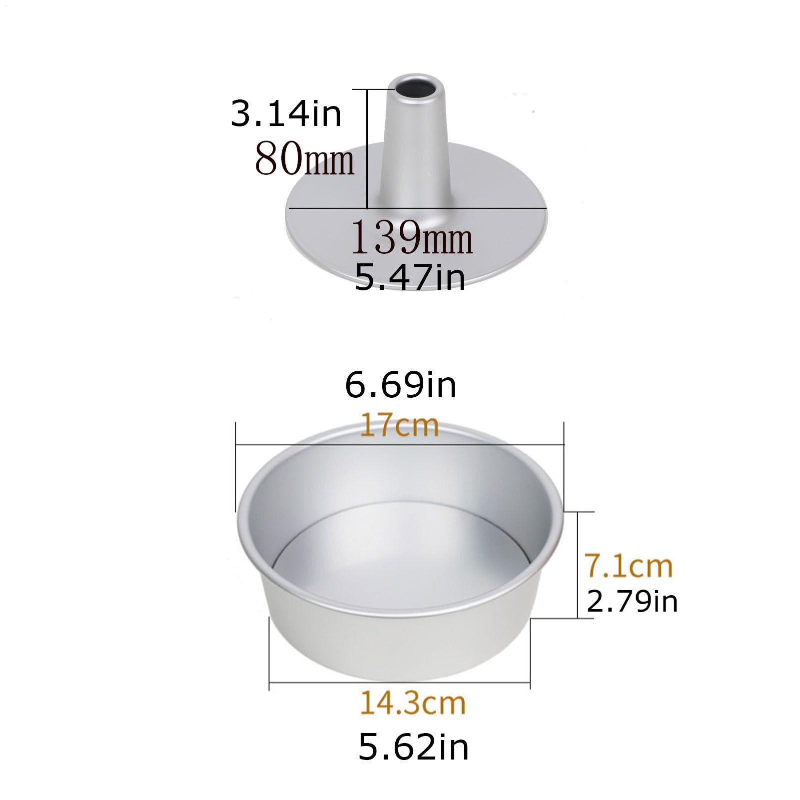 Generisch Oven Safe Chiffon Pan - Nonstick Angel Food Pan, Removable Base Cake Pans, Non-Stick Coating | Chiffon Cake Pans For Cakes | Regular Baking Essential Bakeware For Home Chefs