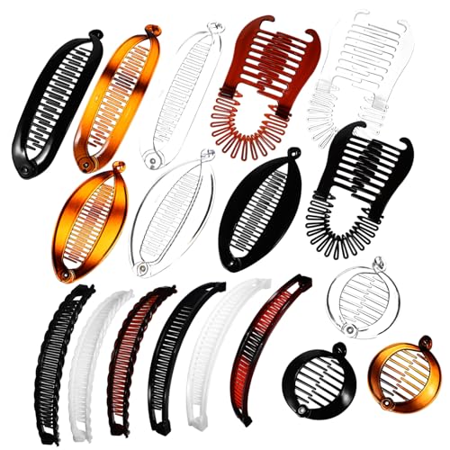 Pince banane en plastique lot de 18 barrettes légères pour queue de cheval vintage