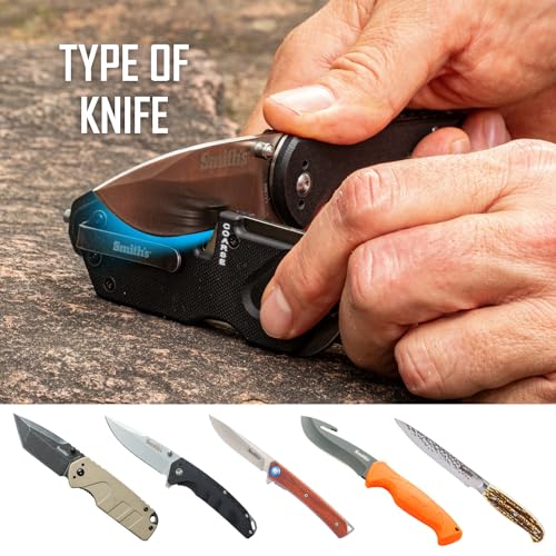 Smith’s 50979 Pocket Pal Tactical Knife Sharpener - Black - 2 Stage & Diamond Sharpening Rod - Portable & Lightweight