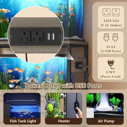 Image of Heybly 20-29 Gal Fish Tank Stand with Drawer, Power Outlet,330lbs HAS001SG