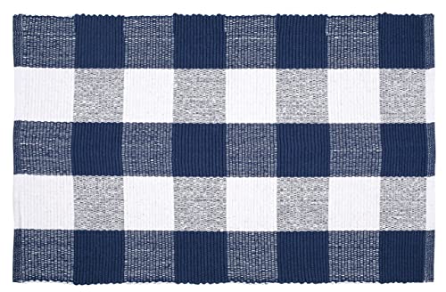 Buffalo Plaid Rugs For Living Room 24X36 Inch- Blue White, Kitchen Rugs,Entry Way Rugs, Door Rugs, Area Rugs,Farmhouse Bath Room Rugs,Buffalo Check Rugs,Woven Rag Rugs,2X3 Rugs,Revirsible Rugs Cotton #TOP4