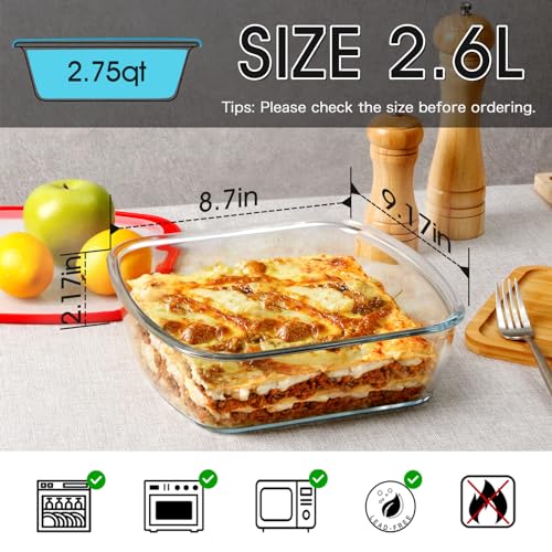 9x9 Square Glass Baking Dish with Lid for Oven