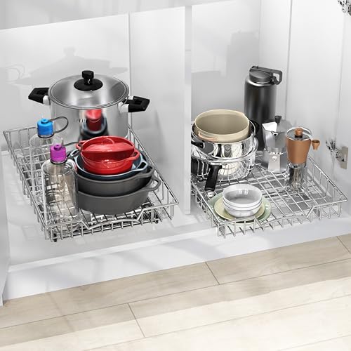 Simple-Houseware-Under-Cabinet-Pull-Out-Sliding-Shelf-Drawer-21Dx14W-for-Kitchen-Organizer