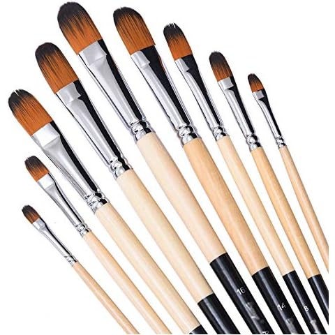 HOJIBOFA 9 Pcs Filbert Brush Set Cover