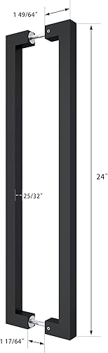 Miniatura 2 de BARNSMITH Manija de empuje para puerta de granero de 24 pulgadas, manija cuadrada de puerta comercial, forma rectangular de acero inoxidable,