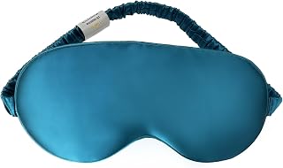 Sleep Mask,Silk Eye Mask for Sleeping Women/Men/Girls,19 Momme Both Sides 100% Pure Mulberry Silk Blackout Anti-Allergy Blindfold with Elastic Strap for Night,Travel,Nap,Meditation (Peacock Blue)