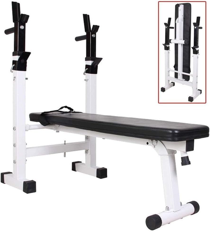 Free-Weight Racks Squat rack,Fold Bench Press Men's fitness barbell rack-Adjustable bracket Home indoor gym-Foldable Strength training stand Squat rack