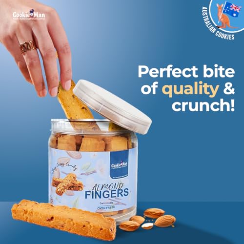Image of CookieMan Almond Fingers - 250g | Crunchy & Buttery Almond Biscuit Sticks, Baked to Perfection | Delicious Tea-Time Snack, Ideal for Gifting & Anytime Indulgence