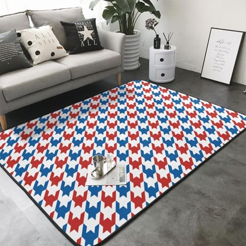Tapis doux et lavable antidérapant grand format bleu rouge - 4